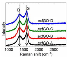 Raman spectra of the exfoliated graphene oxide