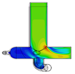 CFD analysis example highlighting areas of disturbed flow