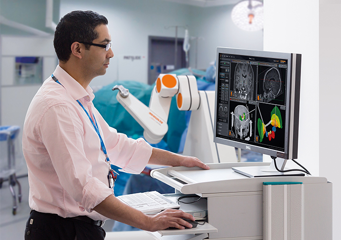 neuromate stereotactic robot and neuroinspire software in use at Bristol Royal Children's Hospital